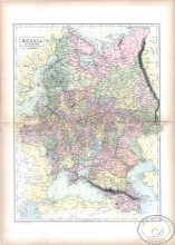 Европейская часть России, 1845 год.Издатель: A and C Black, Размер: 60х45см.Ручная полностью.