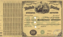 United States Internal Revenue (бланк), $10, 1882 год.