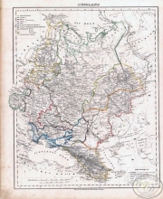 Европейская часть России, 1845 год.Издатель: Flemming, Размер: 44х37см.Ручная по границам.