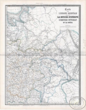 Европейская часть России, 1857 год. Издатель: J.Andrieveau-Goujon.Размер: 66х53 см. Ручная по границам.