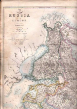 Европейская часть России, 1863 год. Издатель: Weekly Dispatch, Размер: 91х65 см (4 части).