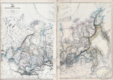 Азиатская часть России (2 листа), 1863 год.Издатель:Weekly Dispatch.Размер:48х34 см. Ручная по границам.