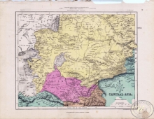 Центральная Азия, 1867 год. Издатель:William Hughes.Размер: 37х28 см. Полностью ручная.