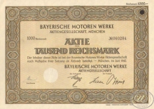 Bayerische Motoren Werke AG,Munchen. Акция в 1000 марок, 1942 год.