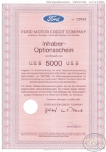 Ford Мotor Credit Company,Облигация в 5000$, 1987 год. Немецкий выпуск..