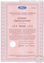 Ford Мotor Credit Company,Облигация в 5000$, 1987 год. Немецкий выпуск..