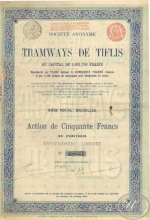 Tramways de Tiflis. Акция в 50 франков, 1895  год.