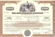 Dow Chemical Co.,сертификат на $10000,1977 год.