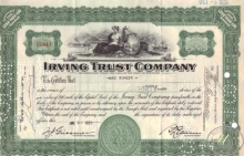 Irving Trust Co.,сертификат на 30 акций,1929 год.