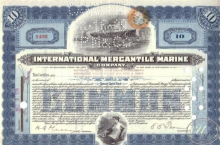 International Mercantile Marine Co.,сертификат на 10 акций, 1919 год.