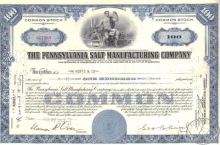 Pennsylvania Salt Manufacturing Co.,сетификат на 100 акций,1953 год.