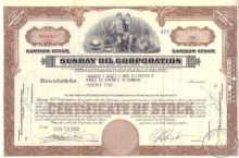 Sunray Oil Co., сертификат на 75 акций,1950 год.