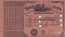 United States Internal Revenue (бланк), $100, 1879 год.