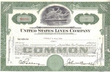 United States Lines Co.,сертификат на 40 акций, 1957 год.
