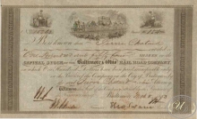 Baltimor and Ohio Railroad Co.Сертификат на 154 акции. $15400, 1853 год