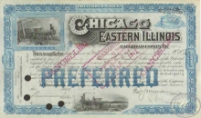 Chicago and Eastern Illinois Railroad Co. Cancelled. $22600, 1912 год.