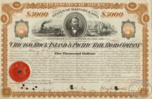 Chicago,Rock Island and Pasific Railroad. Co. $5000, 1877 год.