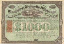 Cincinatti,Lafayette and Chicago Railroad, $1000, 1871 год.