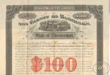 County of Harrison Gulf and Ship Railroad Co. $100, 1887 год.