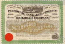 Plymouth,Kankakee and Pasific Railroad Co. $1000, 1871 год.