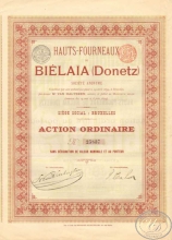 Bielaia, Hauts-Fourneaux (Донецк). Акция без номинала, 1899 год.