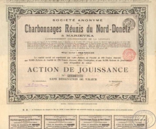 Charbonnages Reunis du Nord-Donetz. Угледобывающее АО Северо-Донецка. Акция пользовательская, 1905 год.