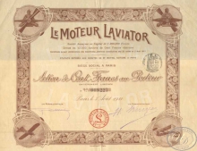 Moteur lАviator. Акция в 100 франков, 1911 год.