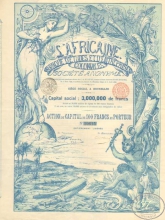 Africaine Banque dEtudes et dEnterprises SA. Акция в 100 франков, 1898 год.