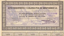Испания. Auto Transportes t Colonia Puig de Montserrat.акция,1934 год.