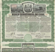 Куба. Banco Territorial de Cuba,акция.1911 год.
