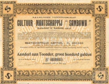 Ява. Cultuur Maatschappij Sambawa, акция. №001, 1912 год.