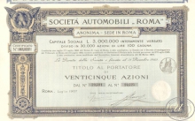 Roma societa automobile. 25 акций, 1907 год.