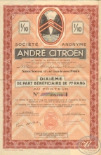 Andre Citroen SA. Пай 1-го ранга, 1937 год.