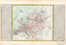 Lacs, Fleuves, Rivieres et principales Montagnes d Europe. Озера, реки, горы Европы. Размер: 56х32 см. Издательство Mr.lAbbe Clouet, 1785 год.