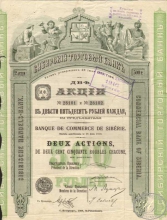 Сибирский Торговый Банк. Акция в 500 рублей, 1909 год.