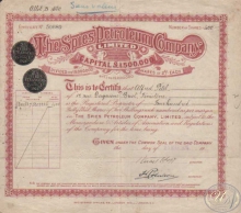 The Spies Petroleum Сompany Ltd. Сертификат на 400 акций, 1926 год.