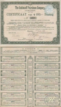 The Schibaieff Petroleum Company Ltd. Сертификат на 100 ф.стерлингов, 1906 год.