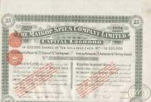 Тhe Maikop Spies Company Ltd. Сертификат на 25 акций, 1910 год.